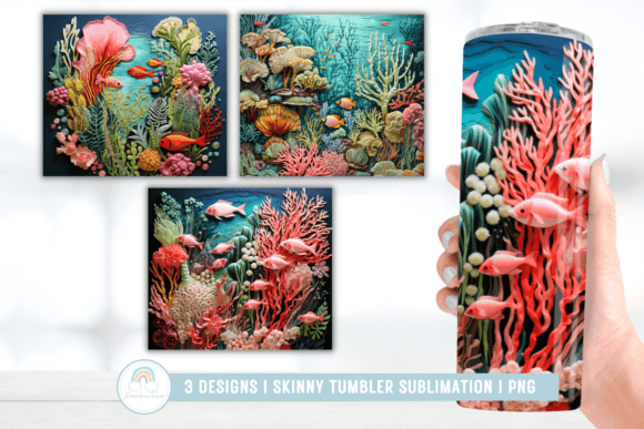 3D Embroidery Underwater Tumbler Wrap
