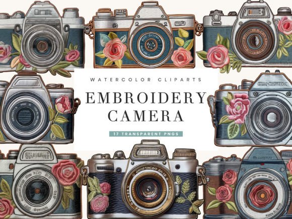 Camera Embroidery Clipart Bundle