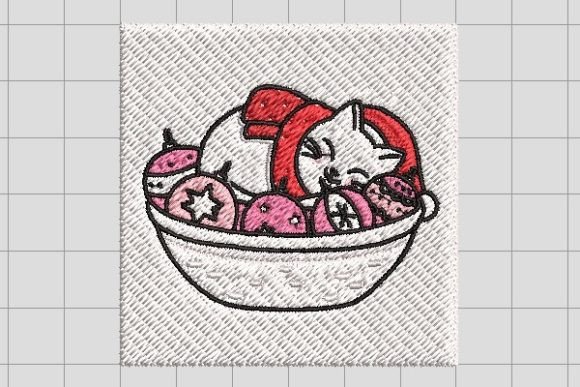 Cartoon Cat Merry Christmas Embroidery