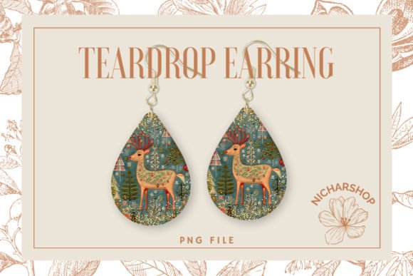 Christmas Deer Embroidery Teardrop4