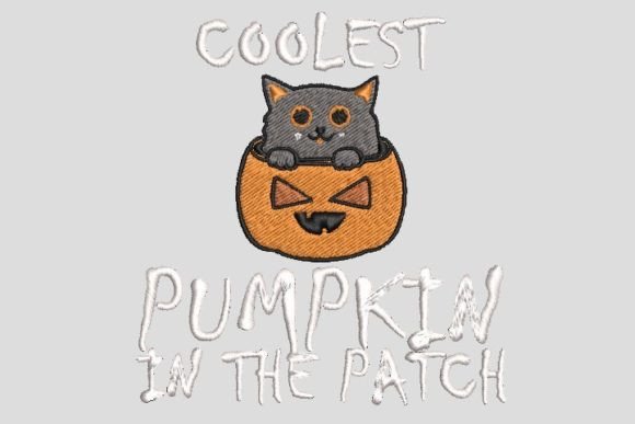 Coolest Cat Pumpkin in the Patch Embroidery