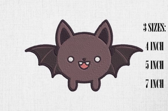 Cute Bat Halloween Embroidery Design