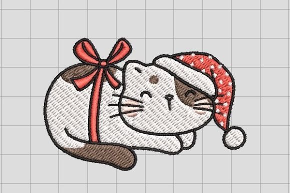 Cute with Bow, Santa Hat Embroidery File