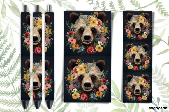 Embroidery Bear Pen Wraps Sublimation