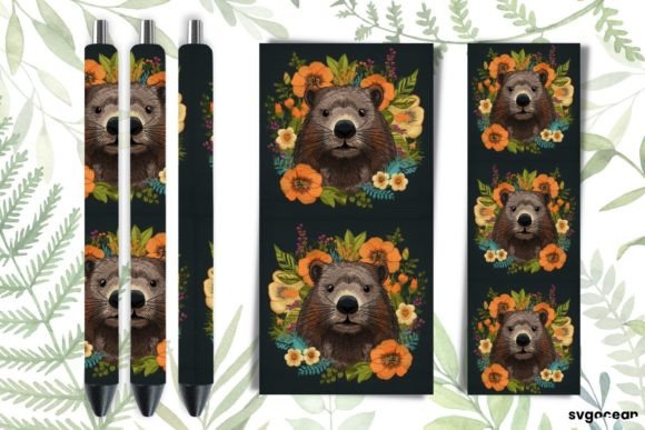 Embroidery Beaver Pen Wraps Sublimation