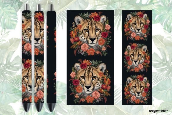 Embroidery Cheetah Pen Wraps Sublimation