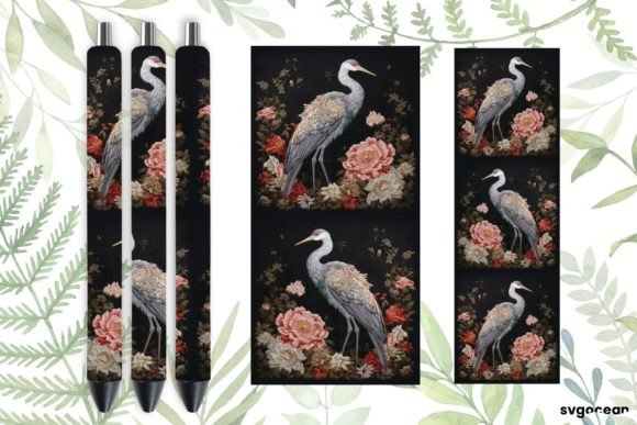 Embroidery Crane Pen Wraps Sublimation