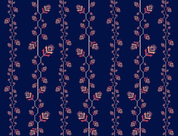 Embroidery Floral Stripes Pattern 2