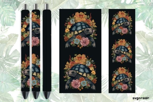 Embroidery Turtle Pen Wraps Sublimation