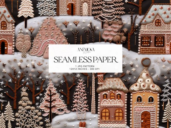 Gingerbread Village Embroidery Paper