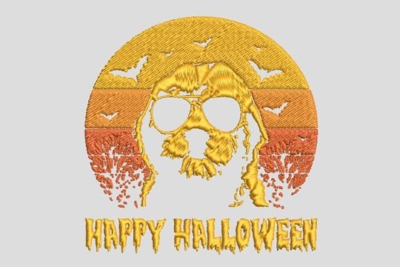 Horror Golden Halloween Dog Embroidery