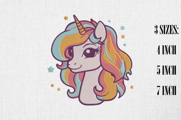 Kawaii Unicorn Embroidery Design