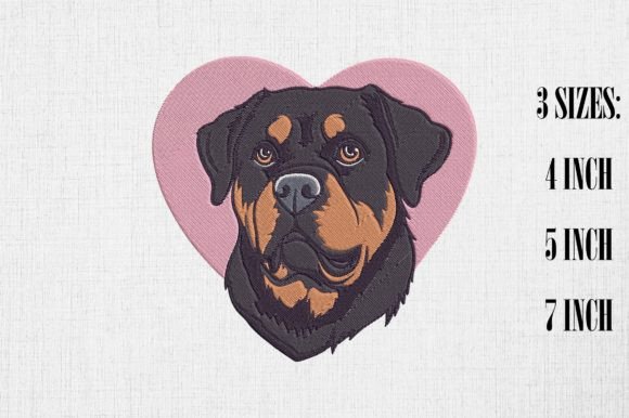 Rottweiler Heart Embroidery Design