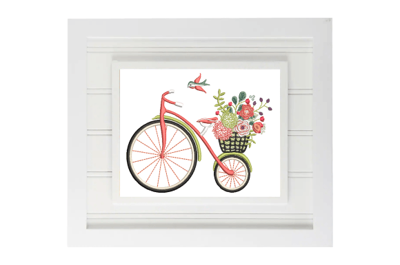 Spring Bike Embroidery Design