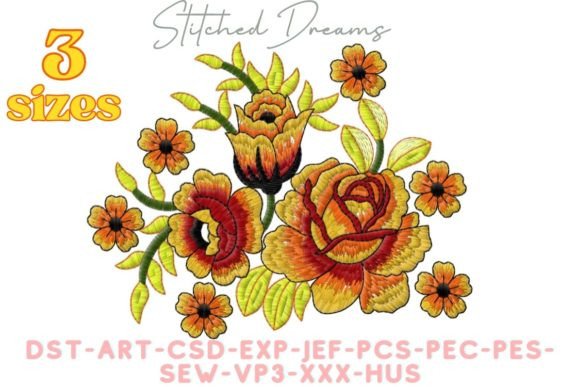 Various Flowers Embroidery Design