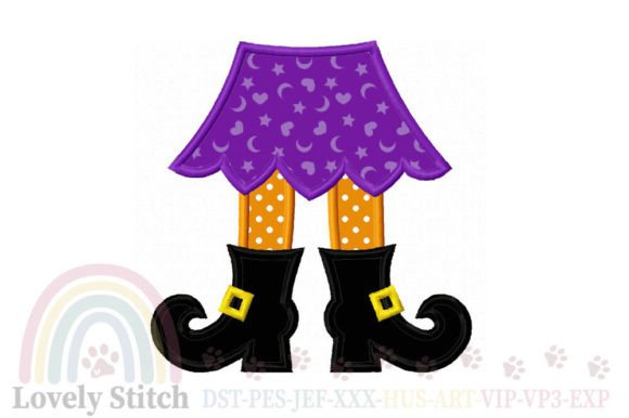 Witch Boots Applique Embroidery Design